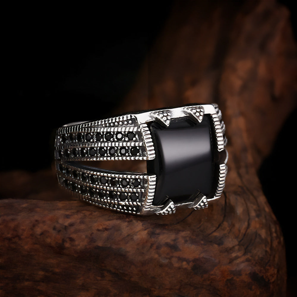 Troy  Black Stone 925 Silver Ring 3