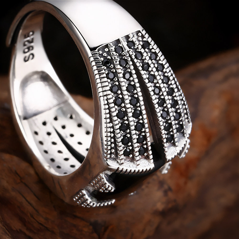 Troy  Black Stone 925 Silver Ring 4