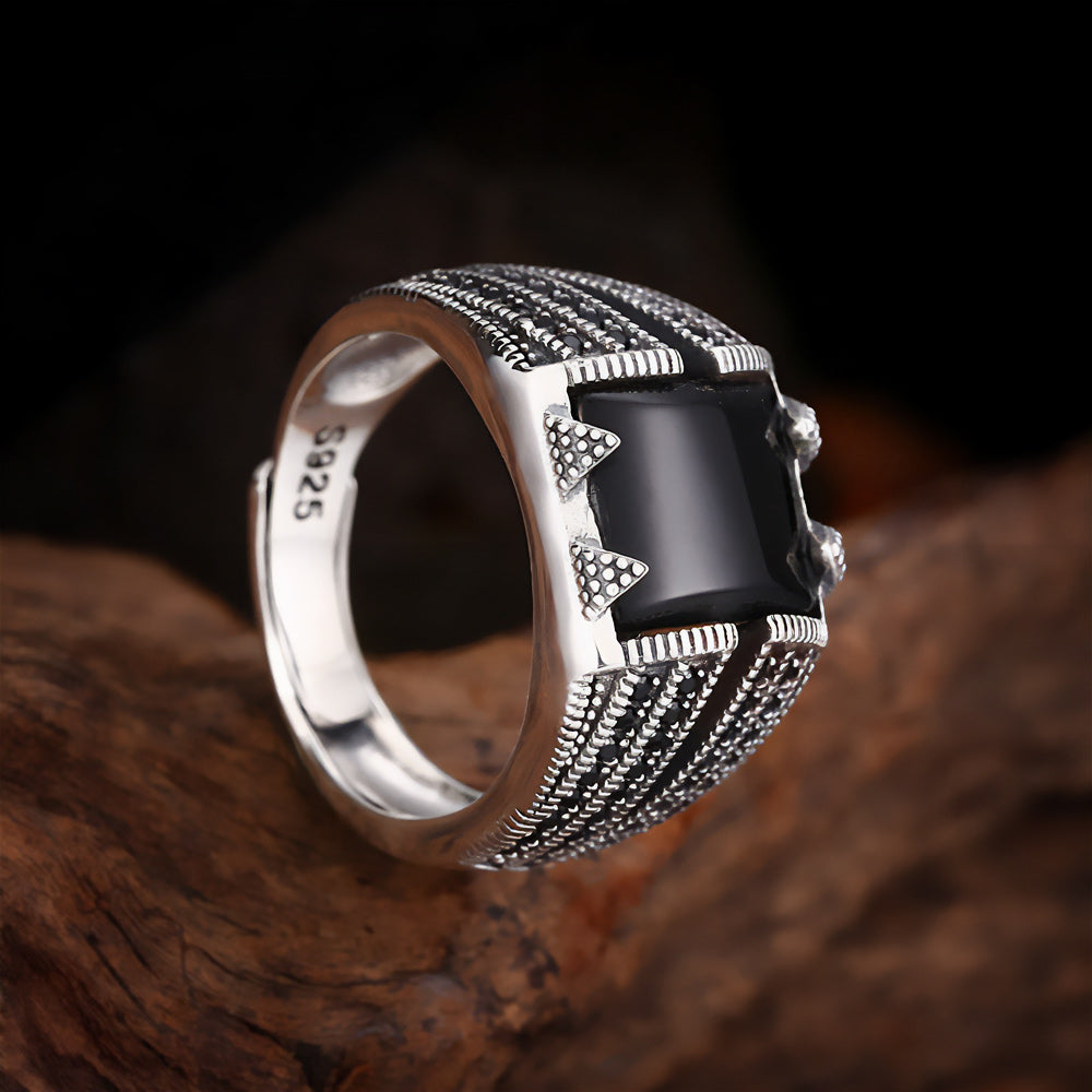 Troy  Black Stone 925 Silver Ring 2