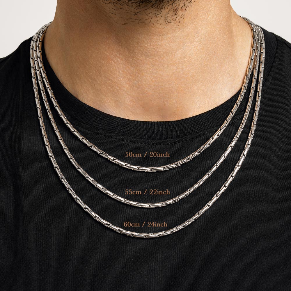 Alfo  Bamboo Silver Chain Necklace 6