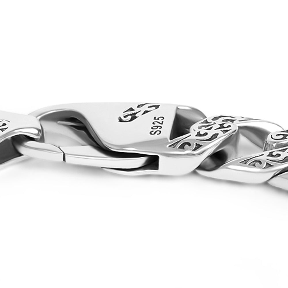 Fulda  Embroidery Patterned Silver Chain Bracelet 4