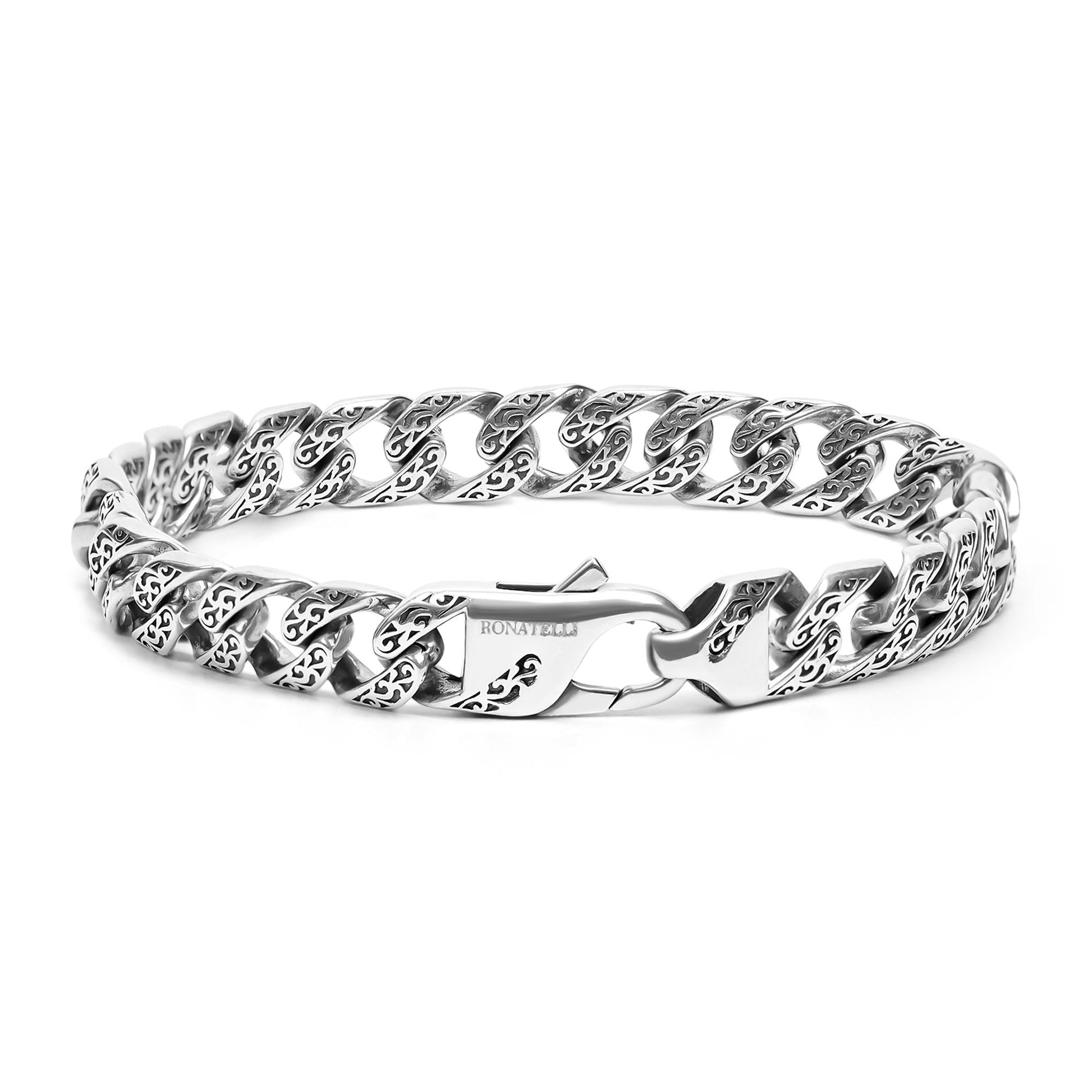 Fulda  Embroidery Patterned Silver Chain Bracelet