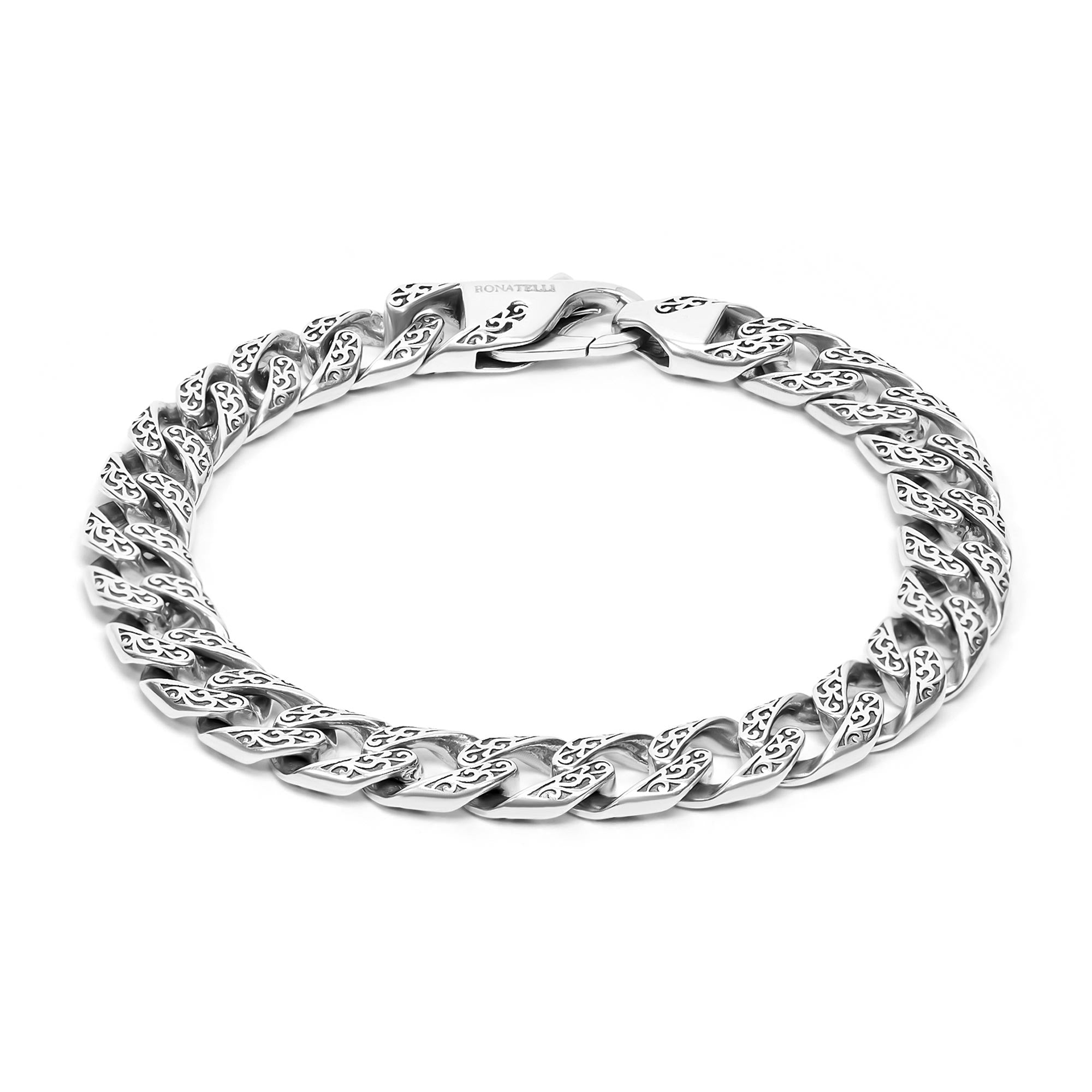 Fulda  Embroidery Patterned Silver Chain Bracelet 2