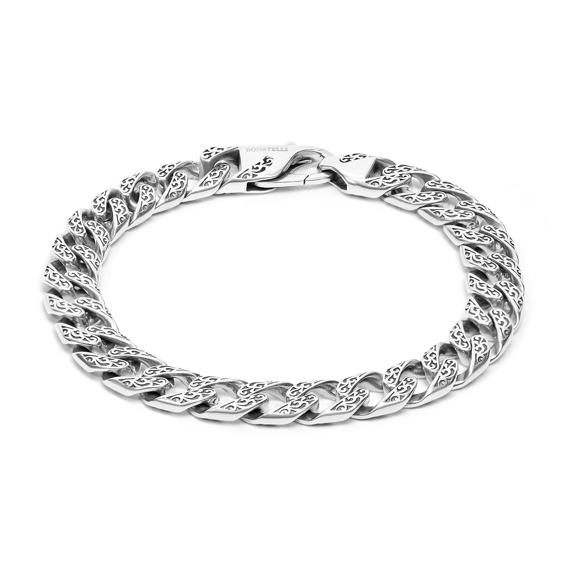 Fulda  Embroidery Patterned Silver Chain Bracelet 2