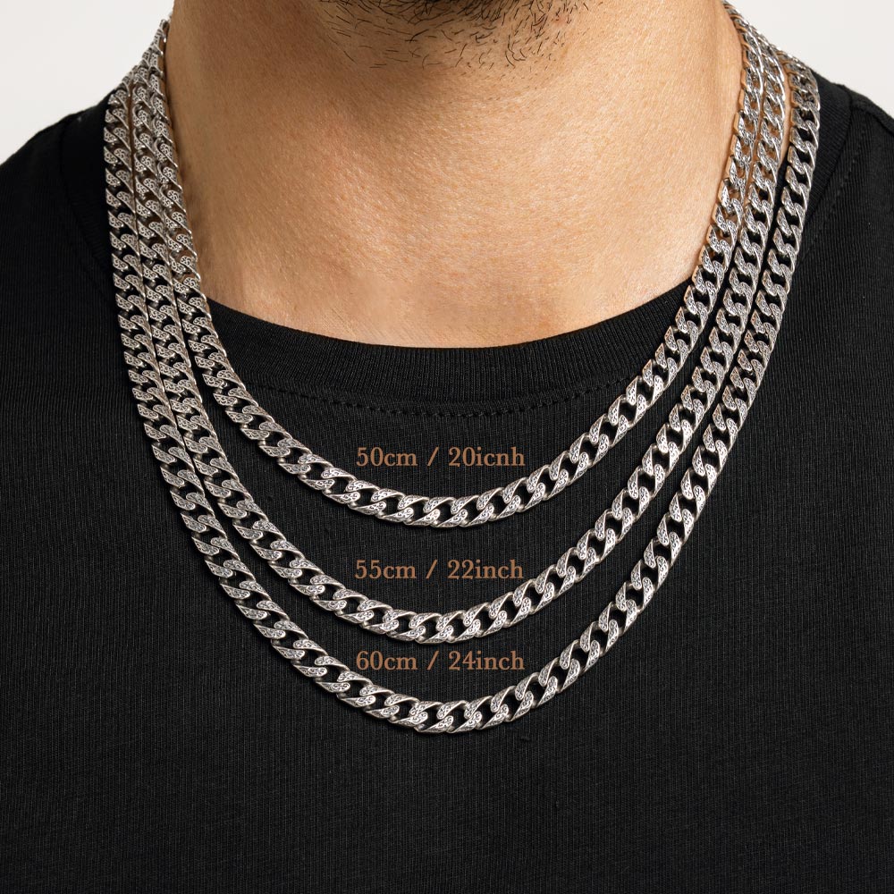 Fulda  Embroidery Patterned Silver Chain Necklace 7