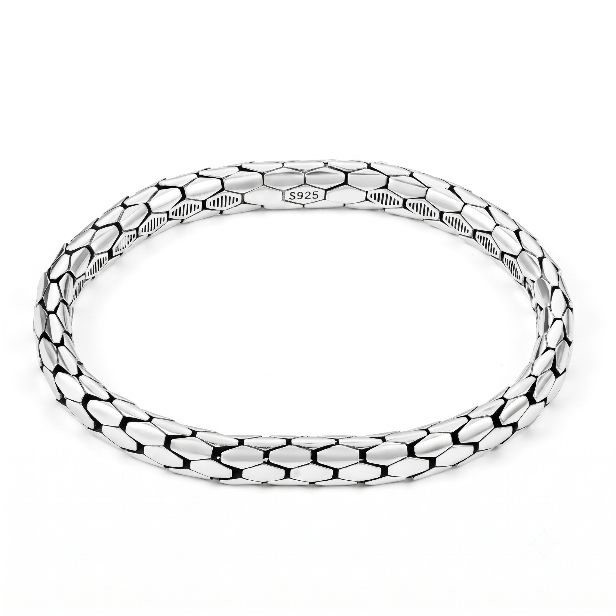 Roma - Silver Snake Scale Elegant Bracelet