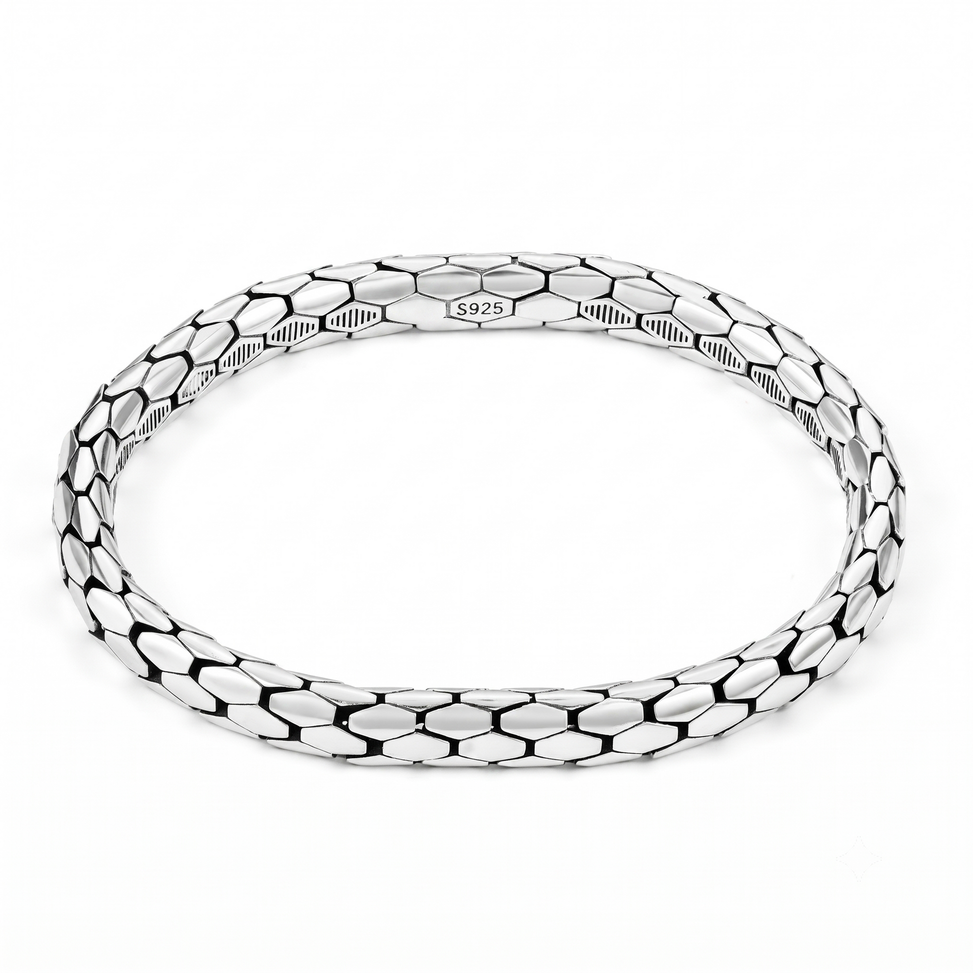 Roma - Silver Snake Scale Elegant Bracelet
