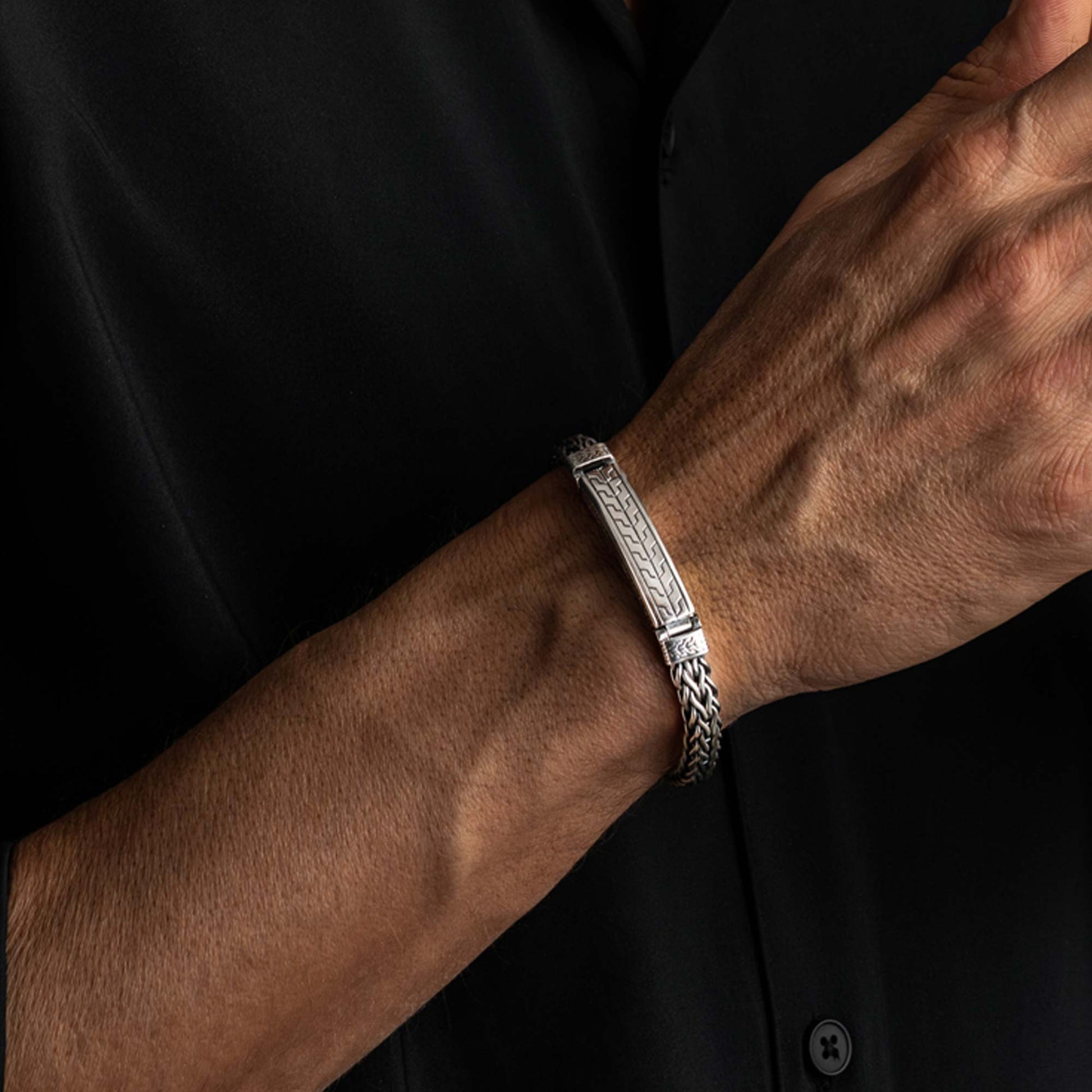 Arno  Handmade Silver Braided Bracelet 5
