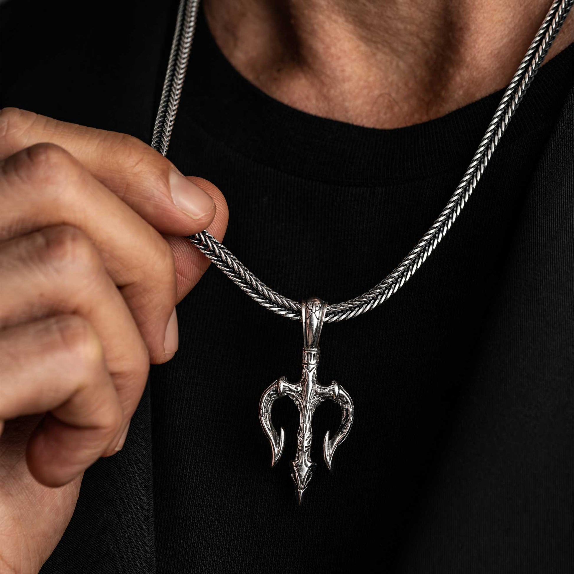 Poseidon  Trident Handmade Silver Pendant 6
