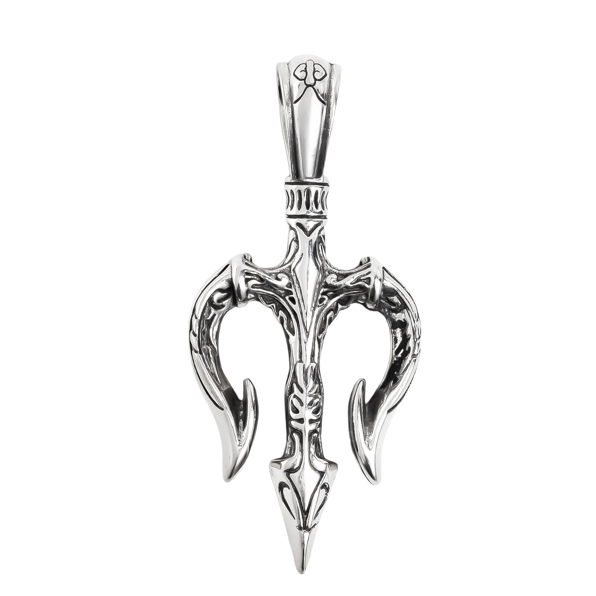 Poseidon  Trident Handmade Silver Pendant 3