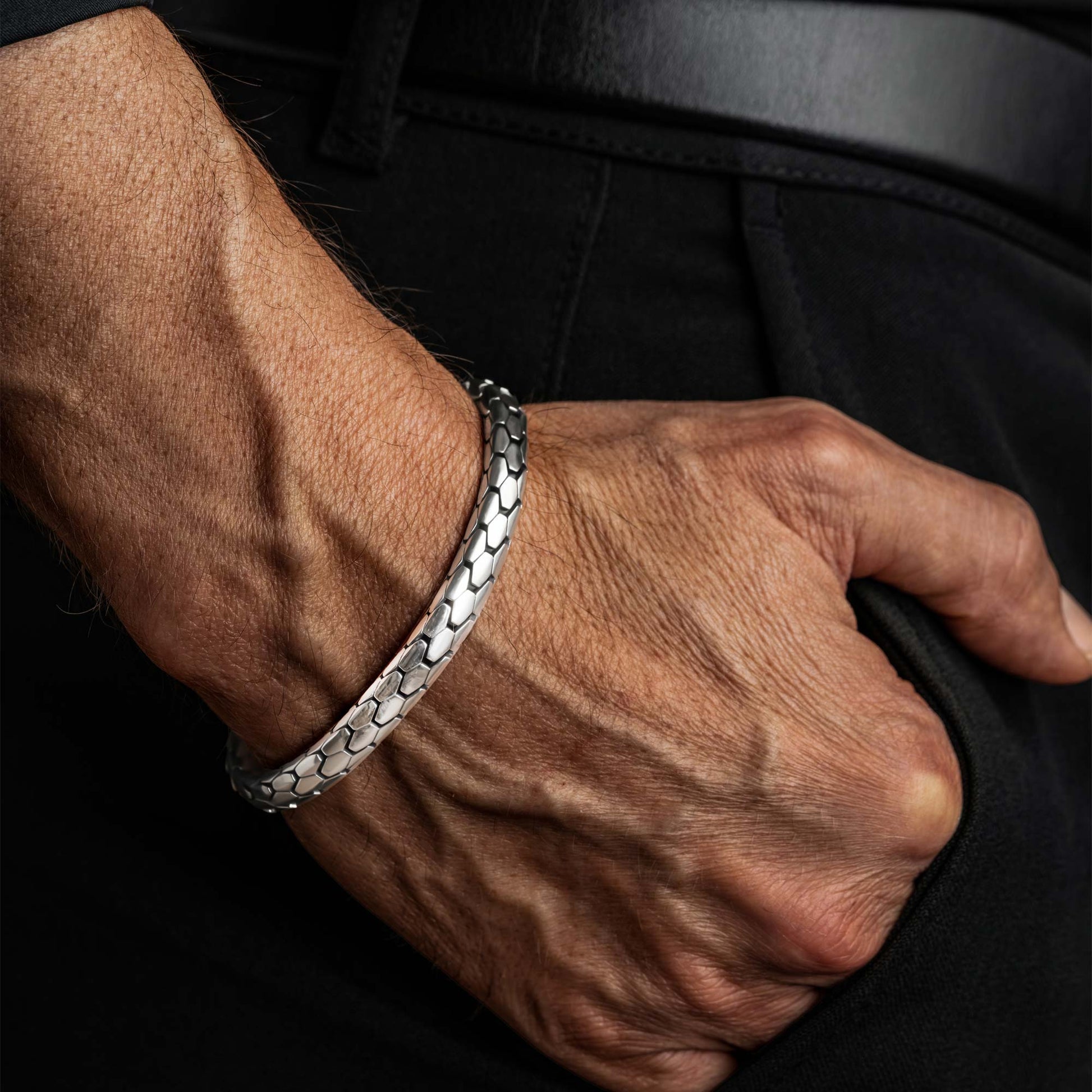 Roma  Silver Snake Scale Elegant Bracelet 5