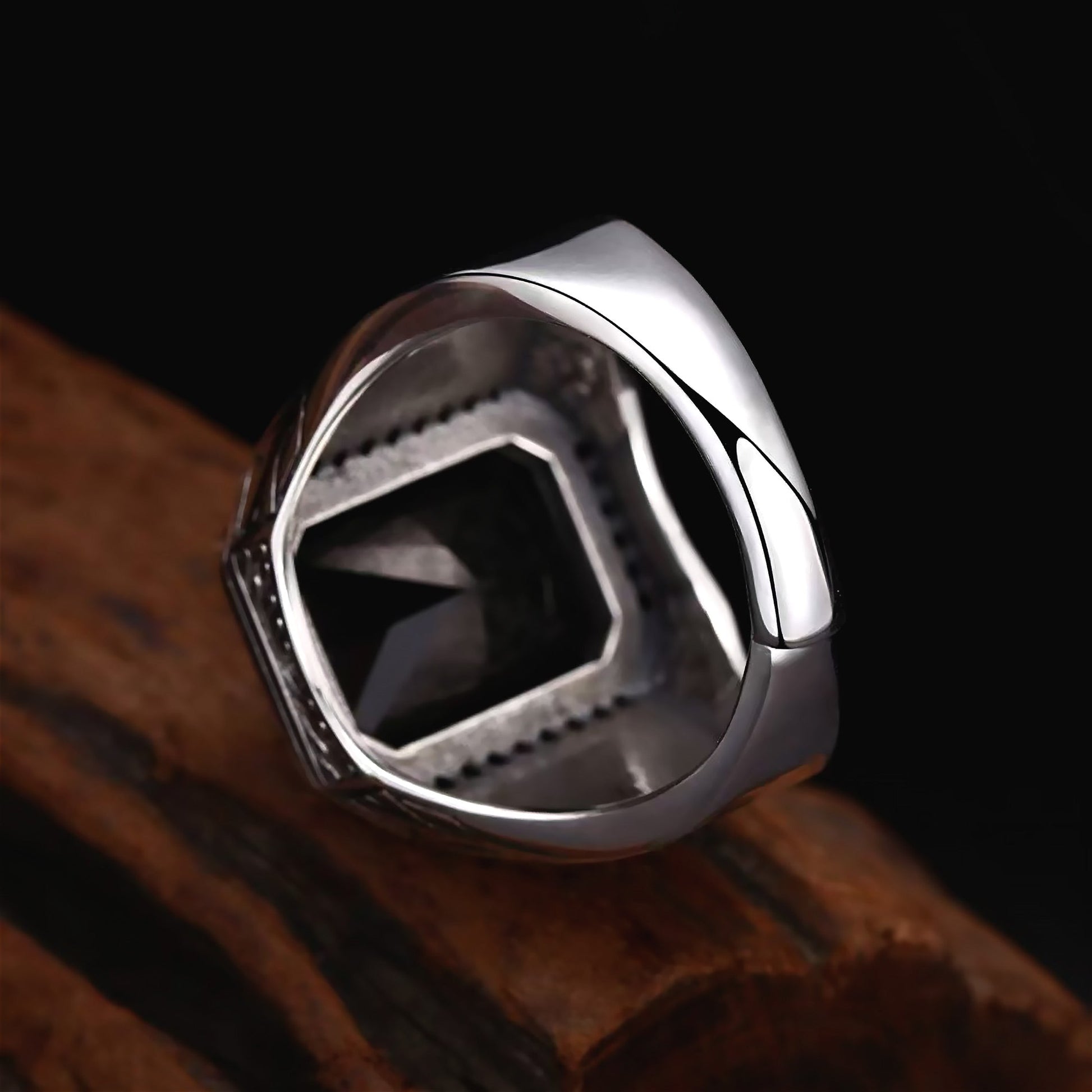 Arco  925 Silver Statement Ring with Black Stone 4