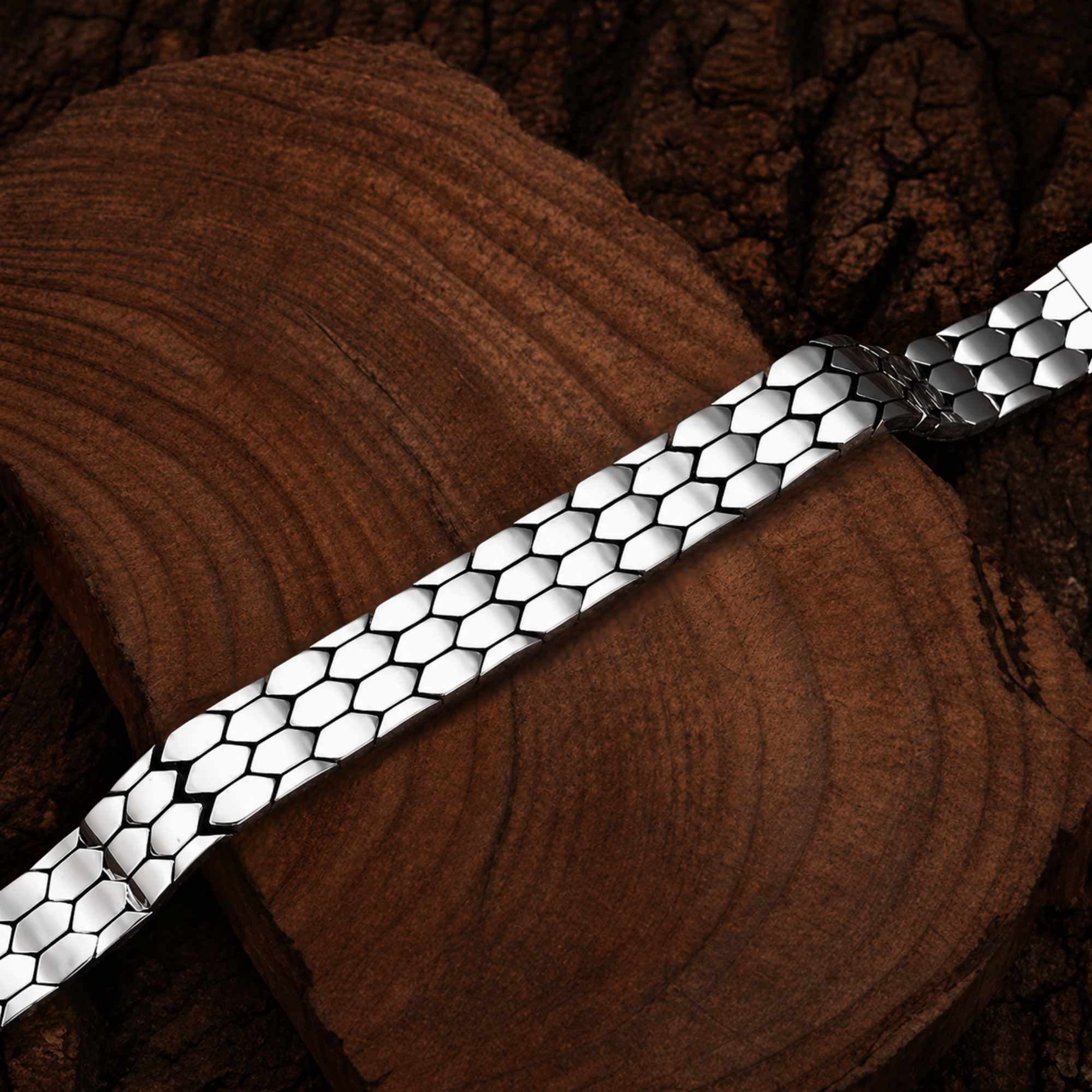 Ruvo  Hexagonal Link Silver Bracelet 2