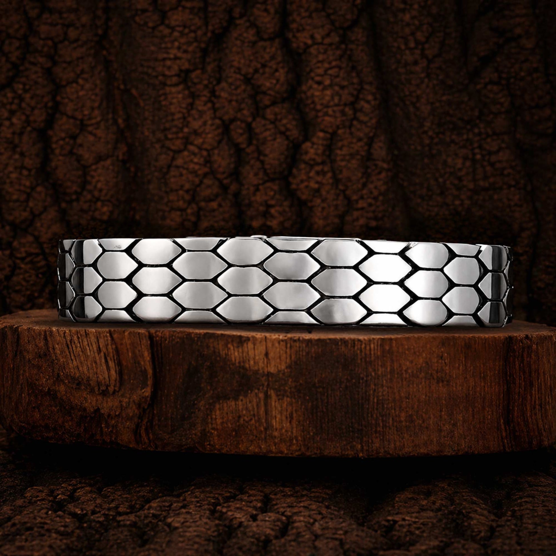 Ruvo  Hexagonal Link Silver Bracelet 4
