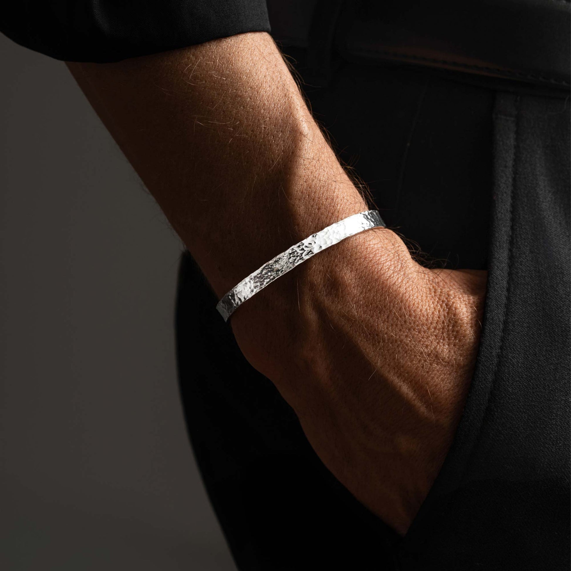 Lugo  Handmade Hammered Silver Bangle Bracelet 5