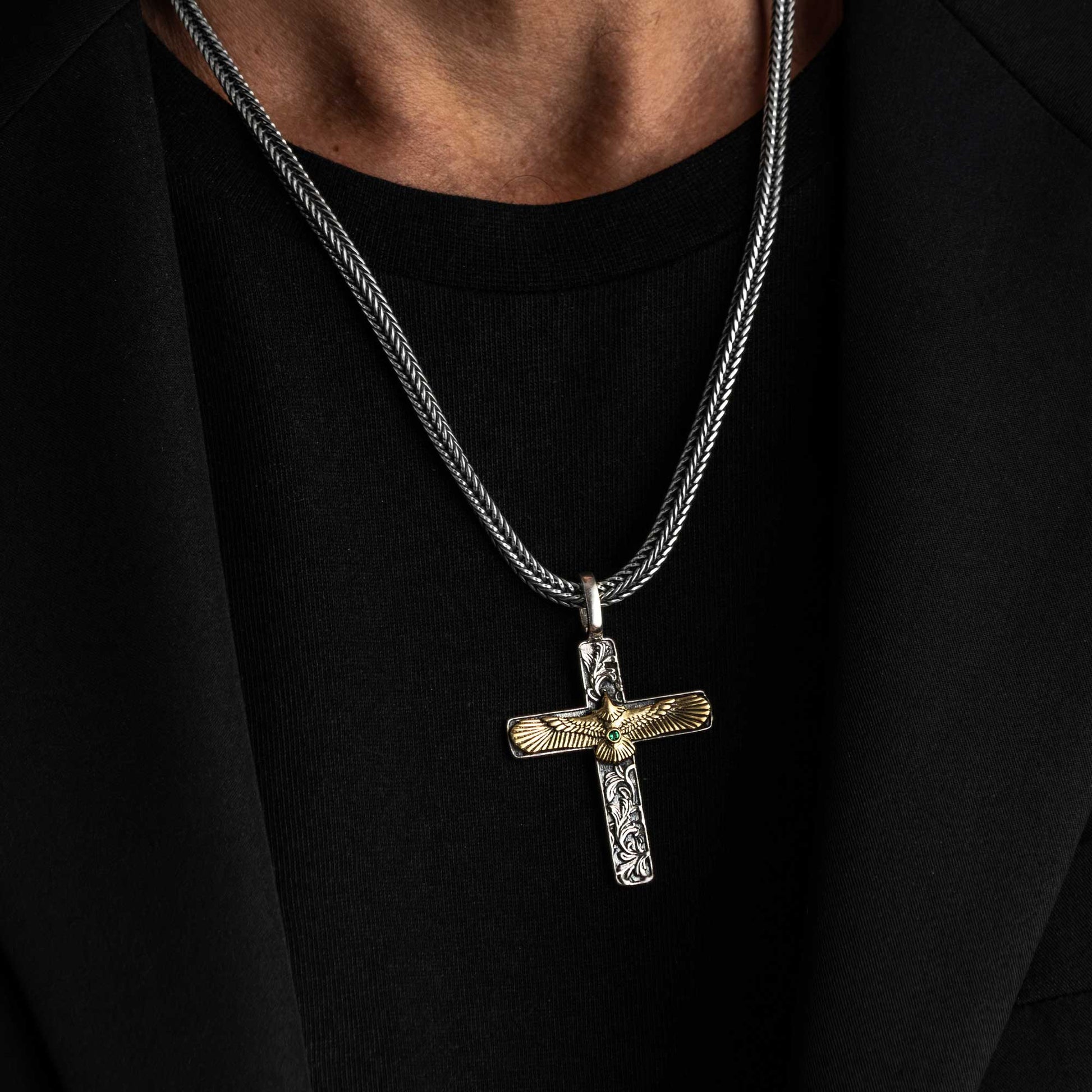Norcia  Silver Cross Eagle Pendant 8