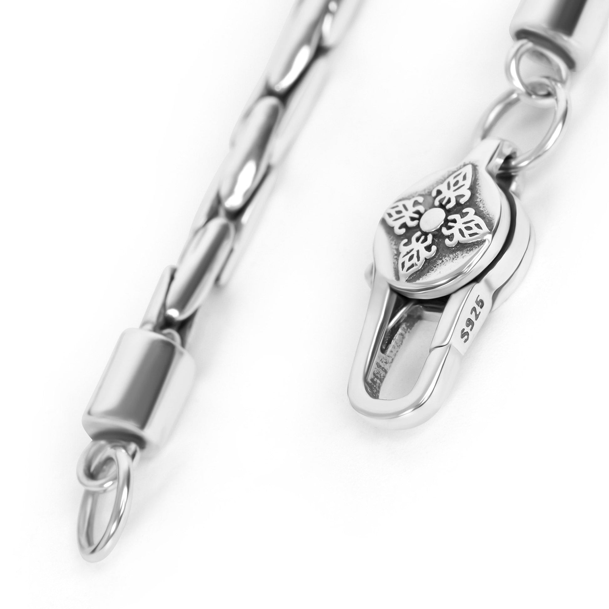 Alfo  Bamboo Silver Chain Necklace 5