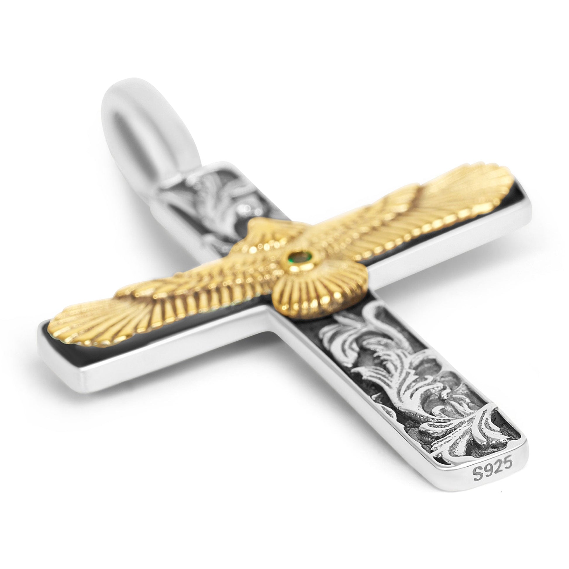 Norcia  Silver Cross Eagle Pendant 5