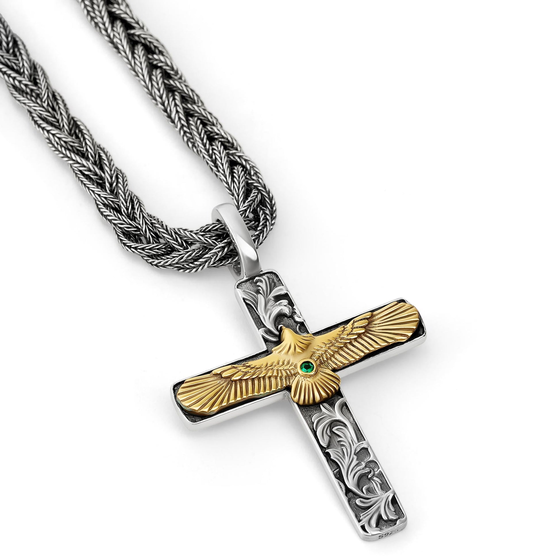 Norcia  Silver Cross Eagle Pendant 2