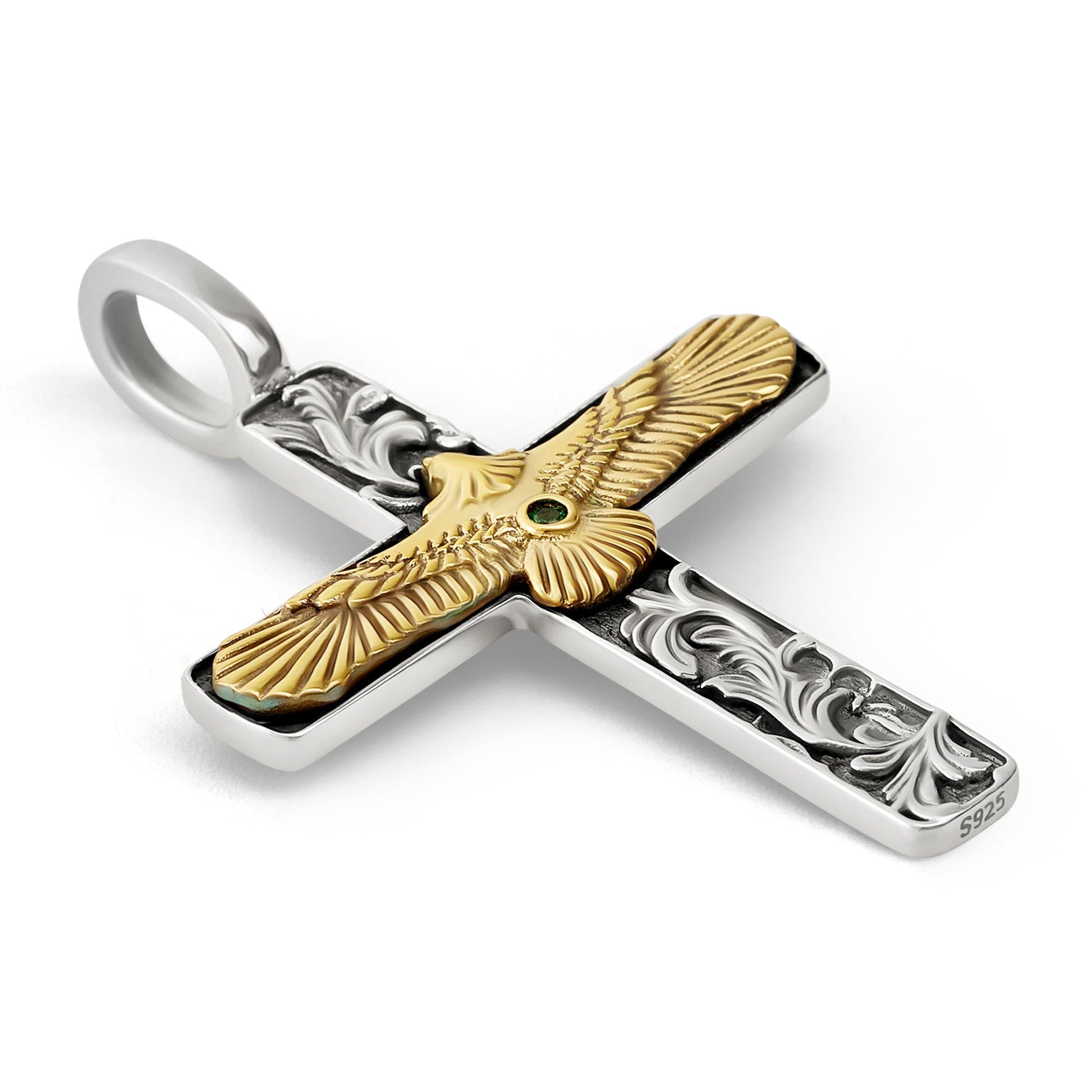 Norcia  Silver Cross Eagle Pendant 4