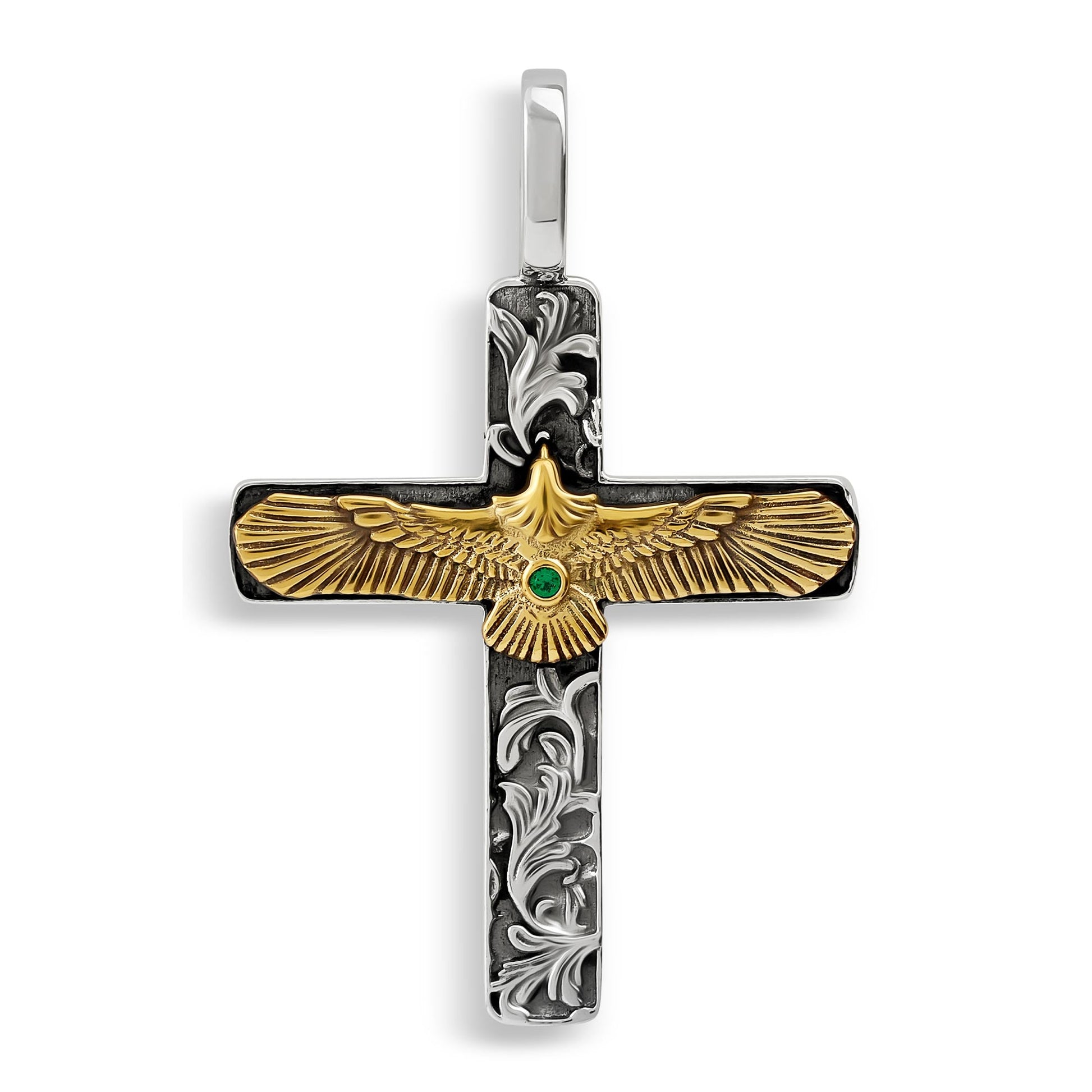 Norcia  Silver Cross Eagle Pendant 3
