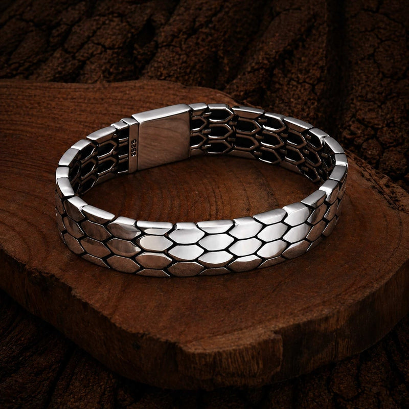 Ruvo - Hexagonal Link Silver Bracelet